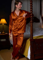 Umber silk pyjama jacket and trousers