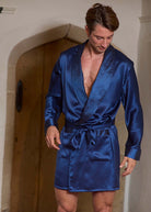 Navy silk Riviera robe