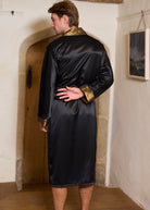 Black silk Riviera robe, back view