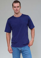 Navy heavyweight silk jersey T shirt