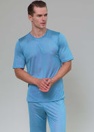 Blue haze silk jersey T shirt & lounge pants