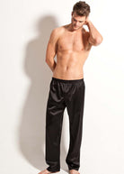 Black stretch silk pyjama trousers