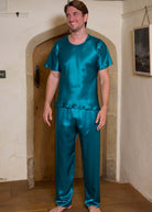 Jade silk T shirt and pyjama trousers