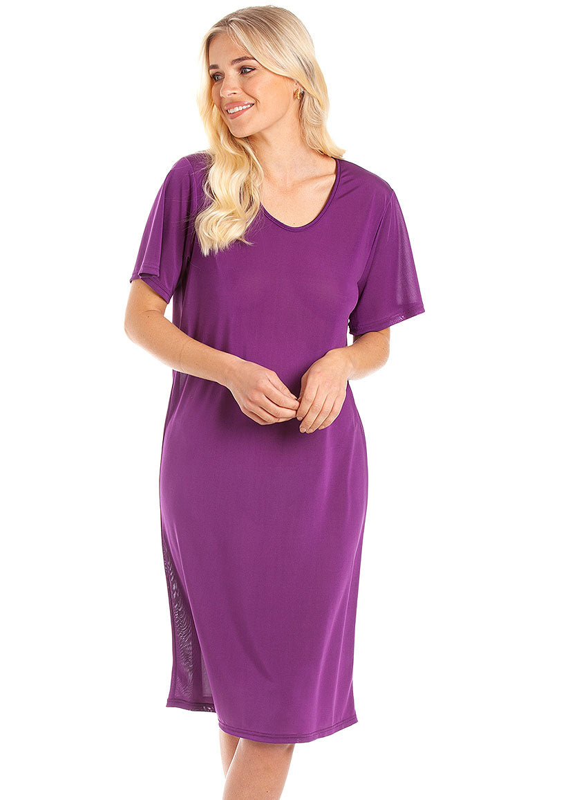 Amethyst silk jersey nightshirt