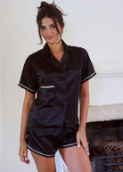 Black silk pyjama shirt