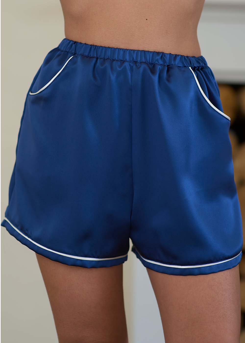 Midnight silk pyjama shorts