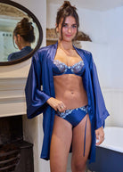 Midnight silk bra, briefs & kimono