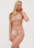 Oyster silk soft bra & tap pants