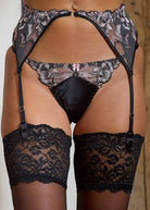 Black silk suspender with string & stockings