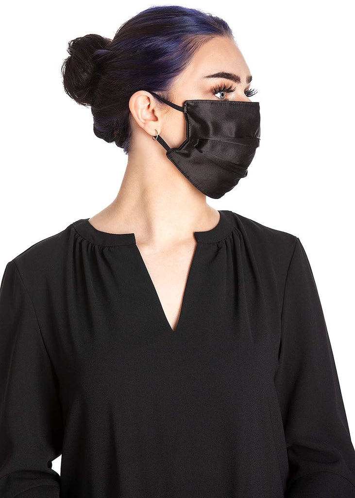 Black silk face mask