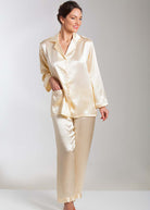 Champagne silk pyjama jacket & trousers