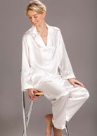 Ivory silk pyjama jacket & trousers