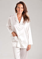 Ivory stretch silk pyjama jacket & trousers