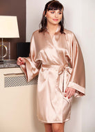 Oyster stretch silk kimono