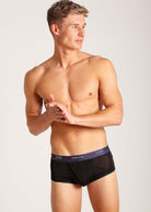 Black silk jersey mini trunks