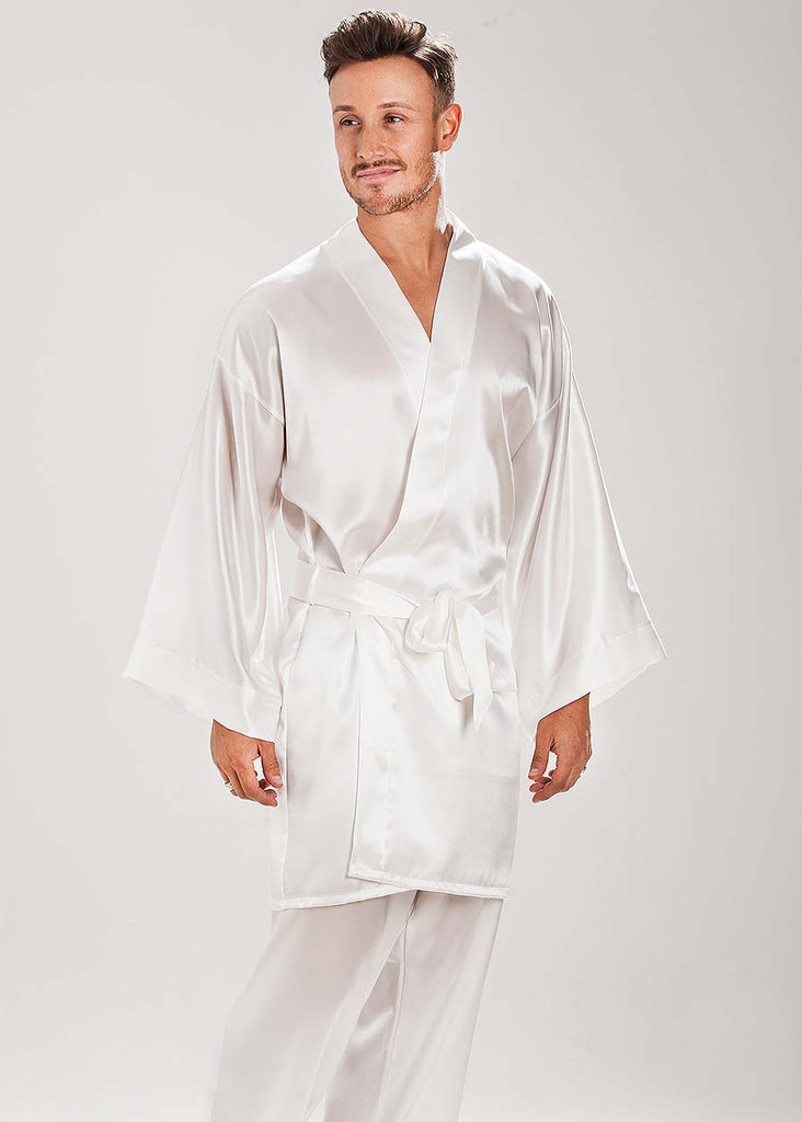 Ivory silk kimono & pyjama trousers