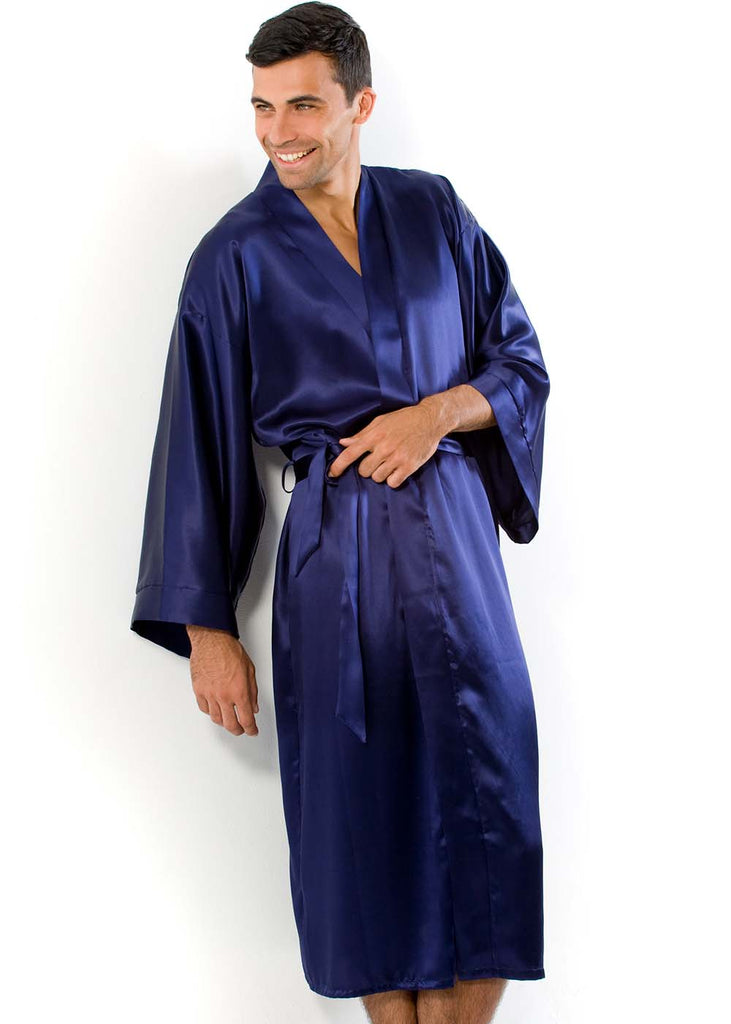 Navy silk kimono