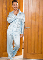 Pale blue silk pyjama jacket & trousers