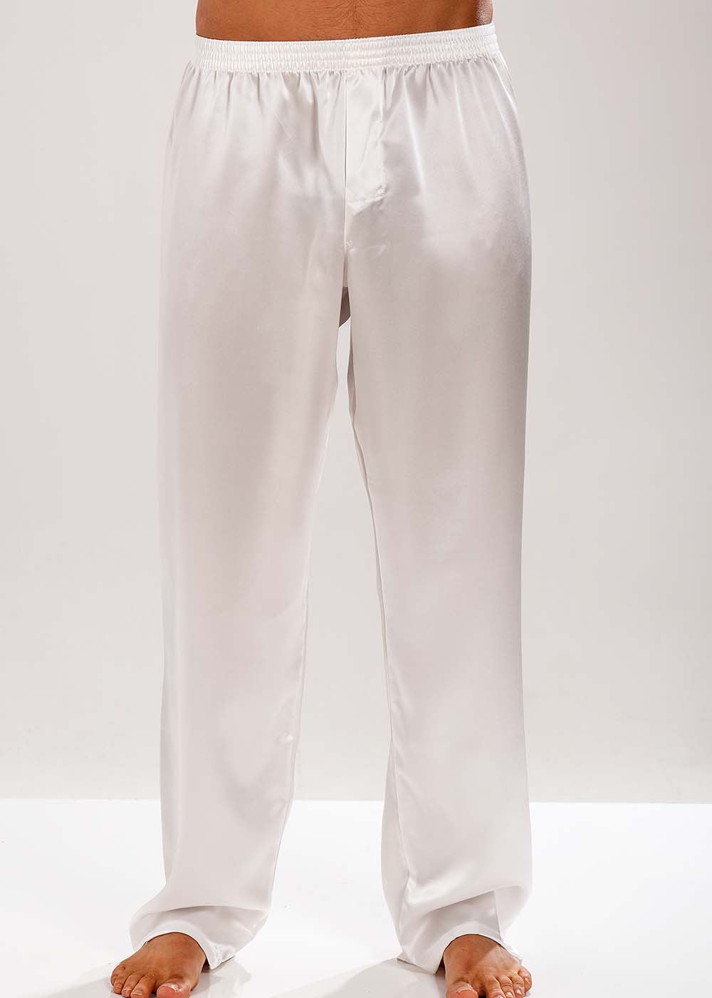 Mens white silk pajamas sale