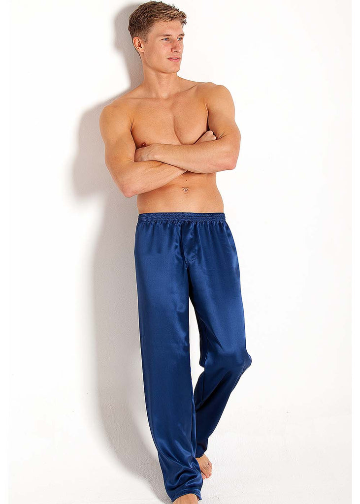 Navy silk pyjama trousers