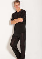 Black silk jersey T shirt & lounge pants