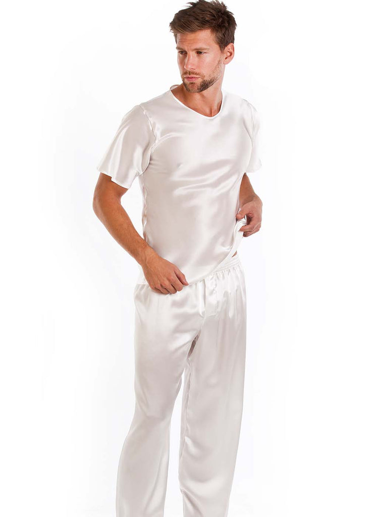 Ivory silk T shirt & Pyjama trousers