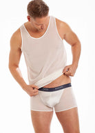 Ivory georgette singlet & boxer briefs