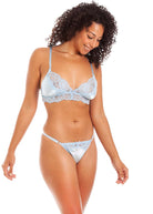 Blue silk soft bra & string