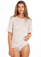 Ivory silk jersey T shirt & briefs