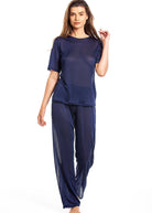 Midnight silk jersey T shirt & lounge pants