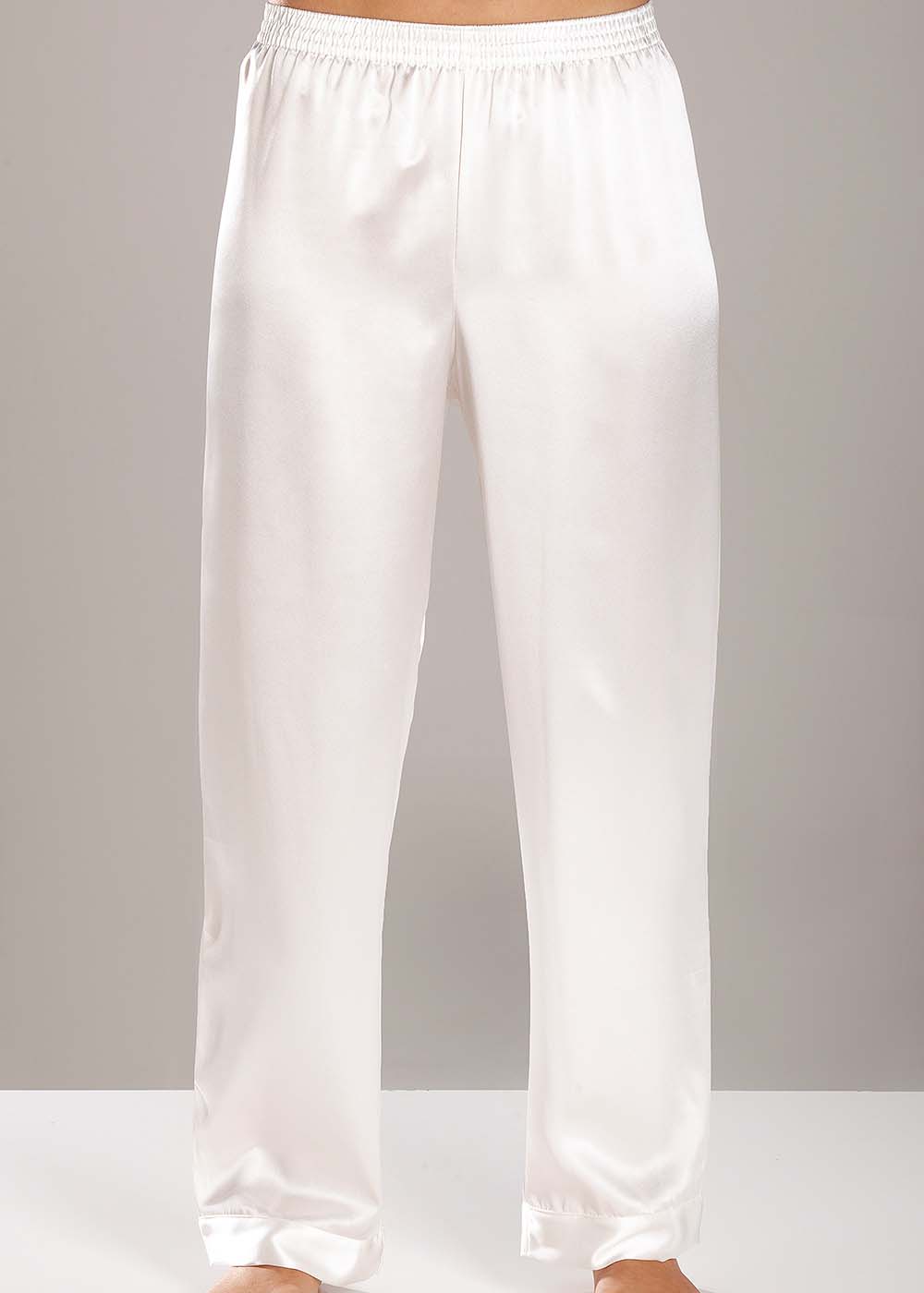 Ivory silk pyjama trousers