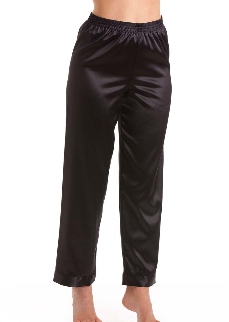 Black stretch silk pyjama trousers